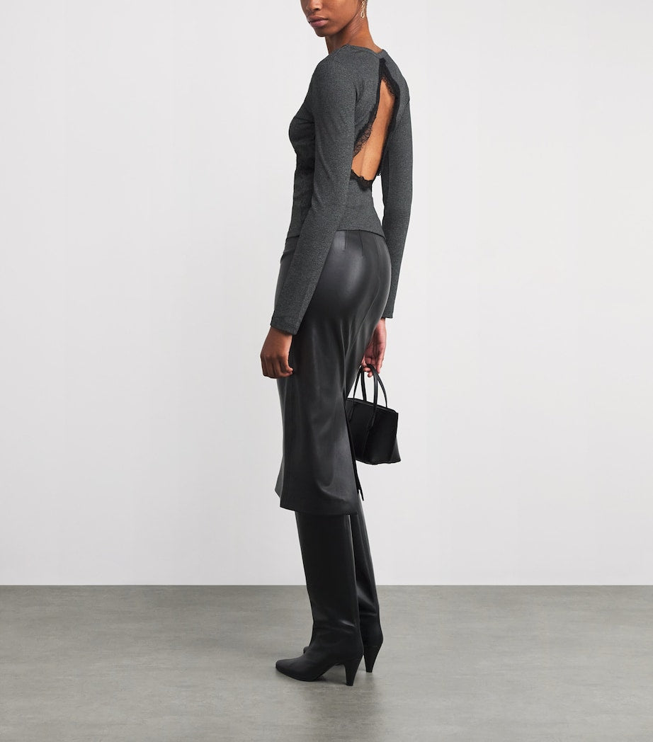 Claudie Pierlot Black Lace Open-Back Top