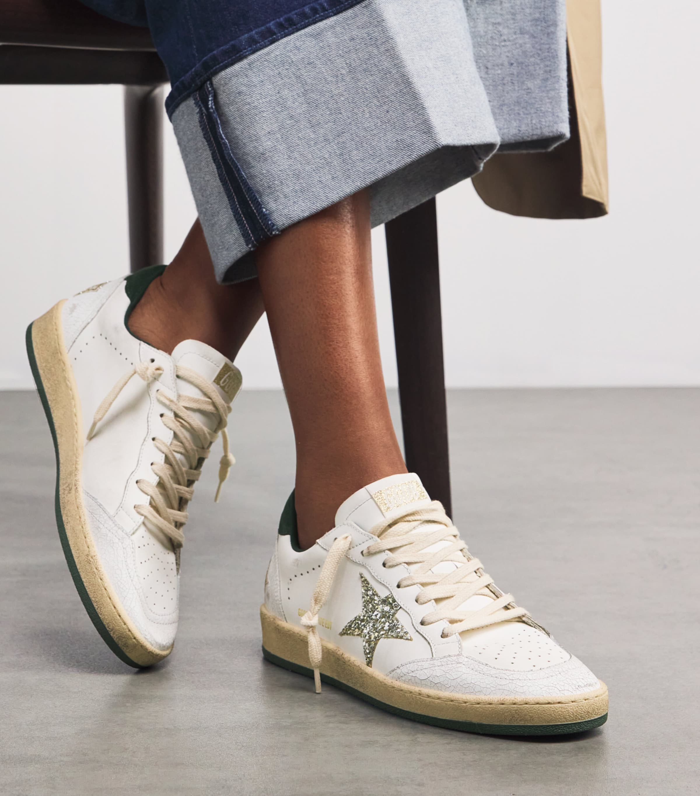 White Leather Ball Star Sneakers