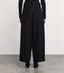 Black Double-Pleat Wide-Leg Trousers