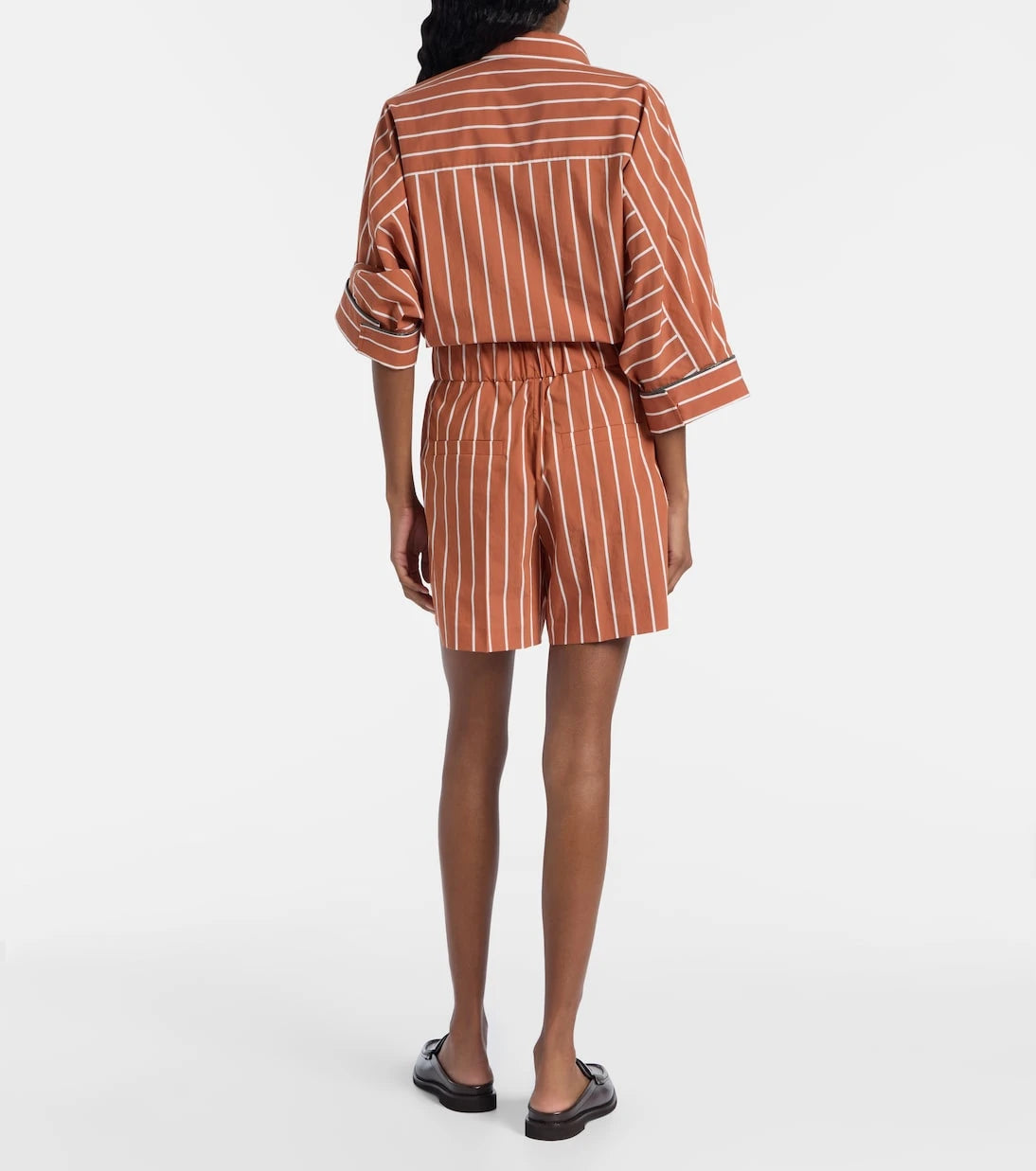 Brunello Cucinelli - Striped cotton-blend Bermuda shorts