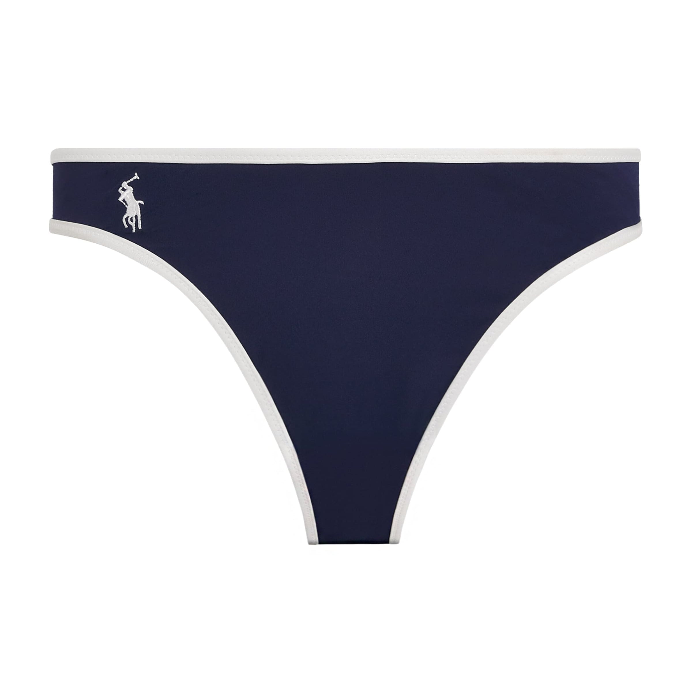 Navy Polo Pony Two-Tone Bikini Bottoms