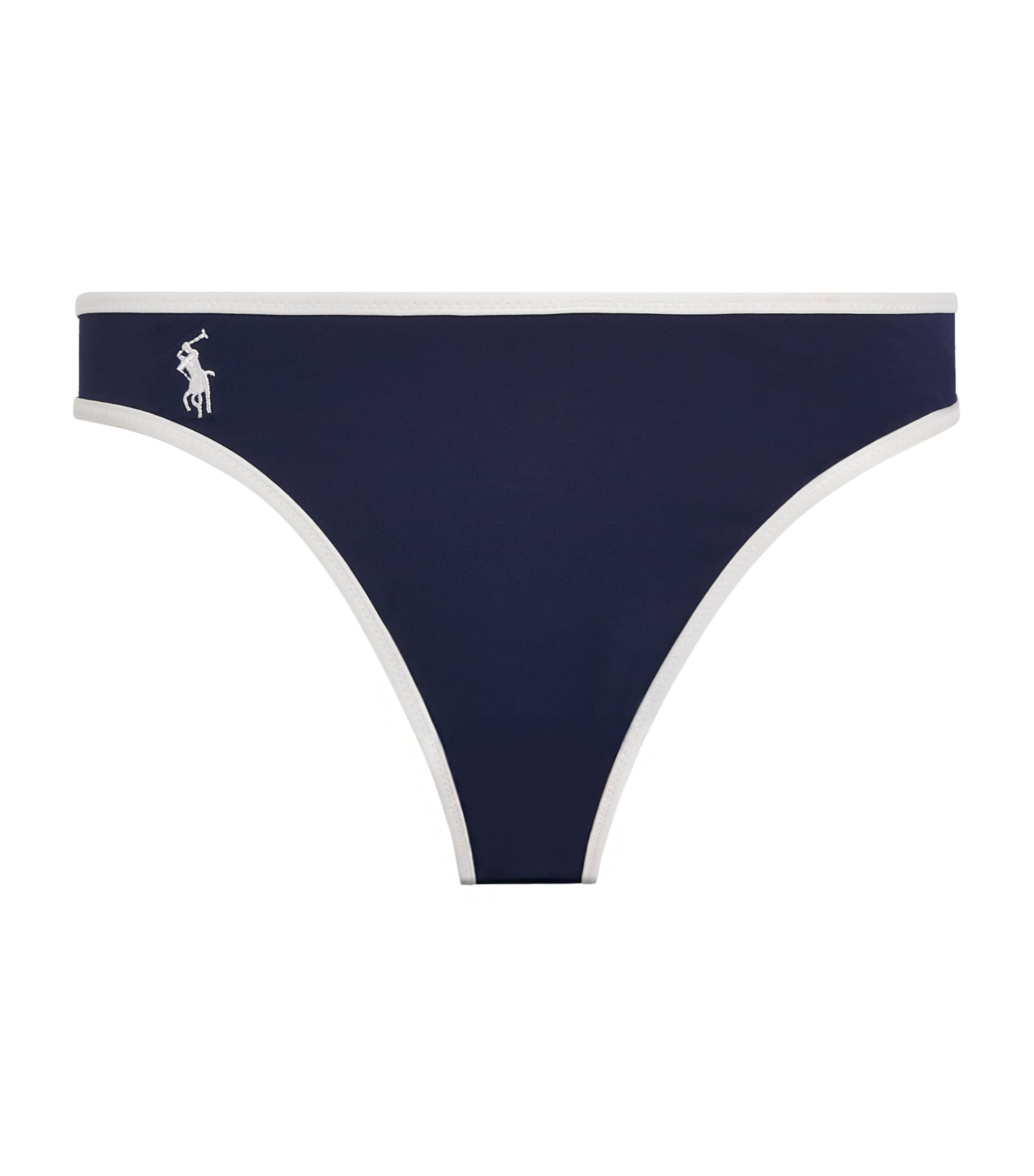 Navy Polo Pony Two-Tone Bikini Bottoms