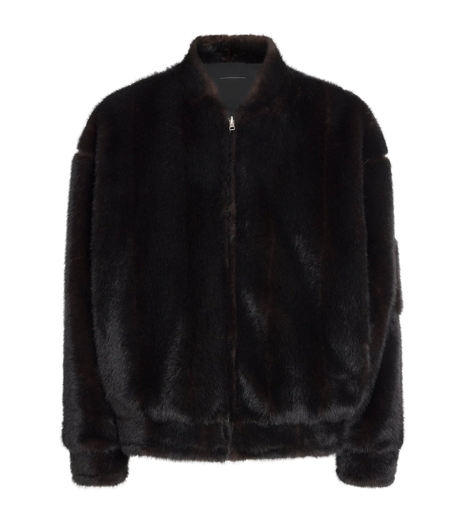 Maison Margiela Brown Reversible Faux Fur Bomber Jacket