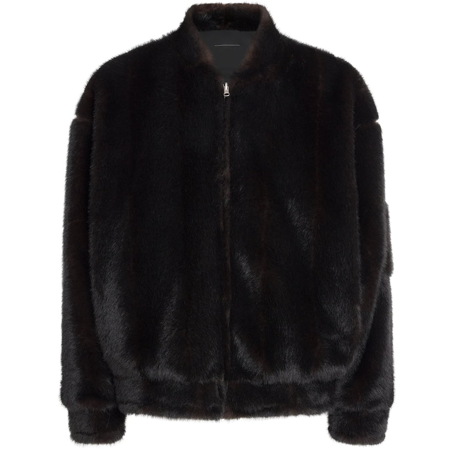 Maison Margiela Brown Reversible Faux Fur Bomber Jacket
