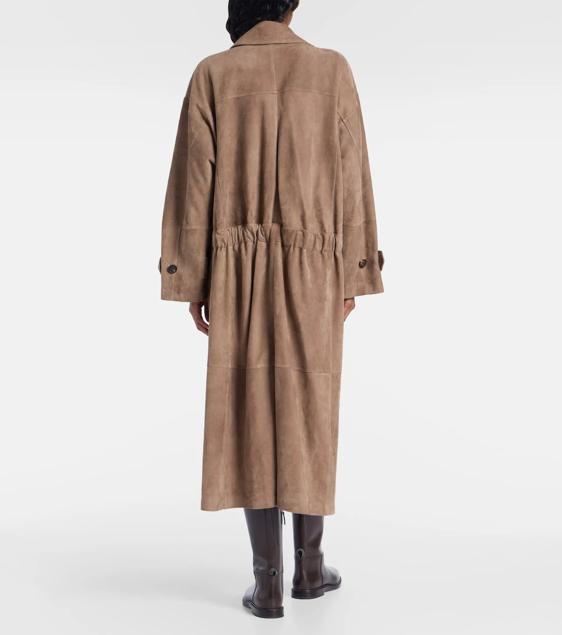 Brunello Cucinelli - Double-breasted paneled suede coat