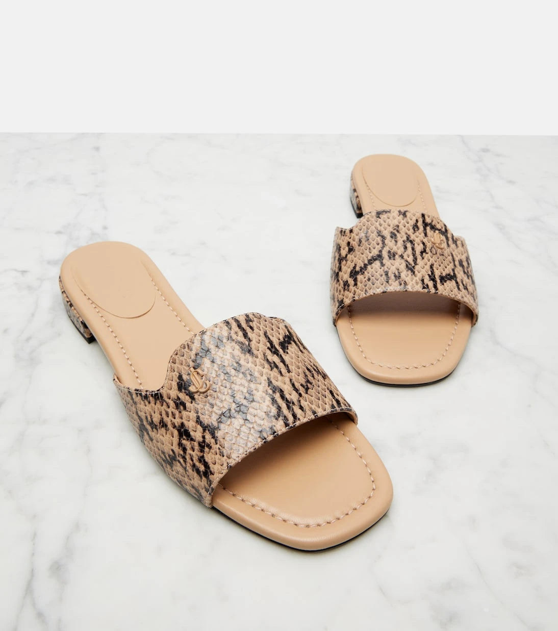 Jimmy Choo - Dina snake-effect leather slides