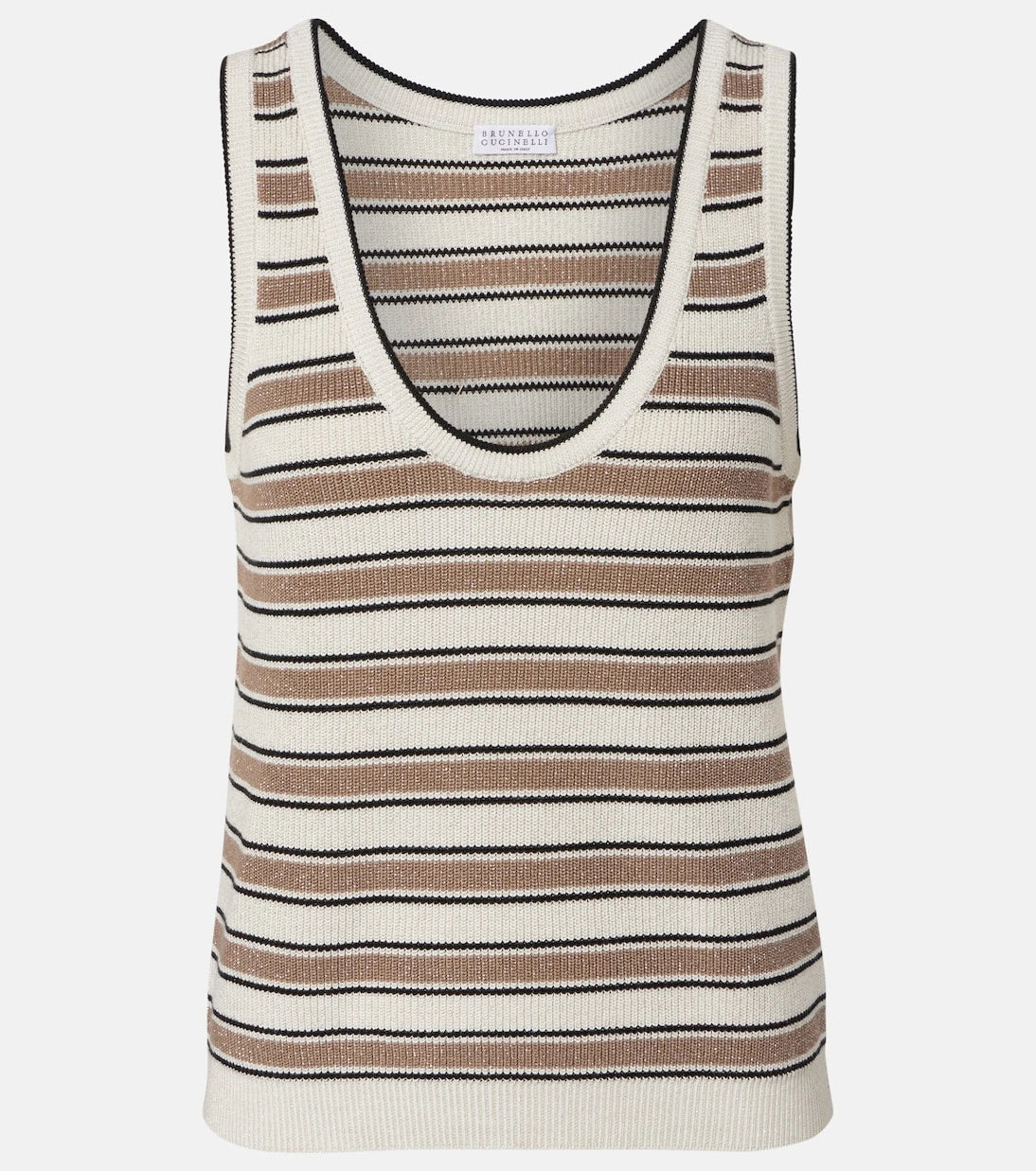 Brunello Cucinelli - Striped cotton-blend top