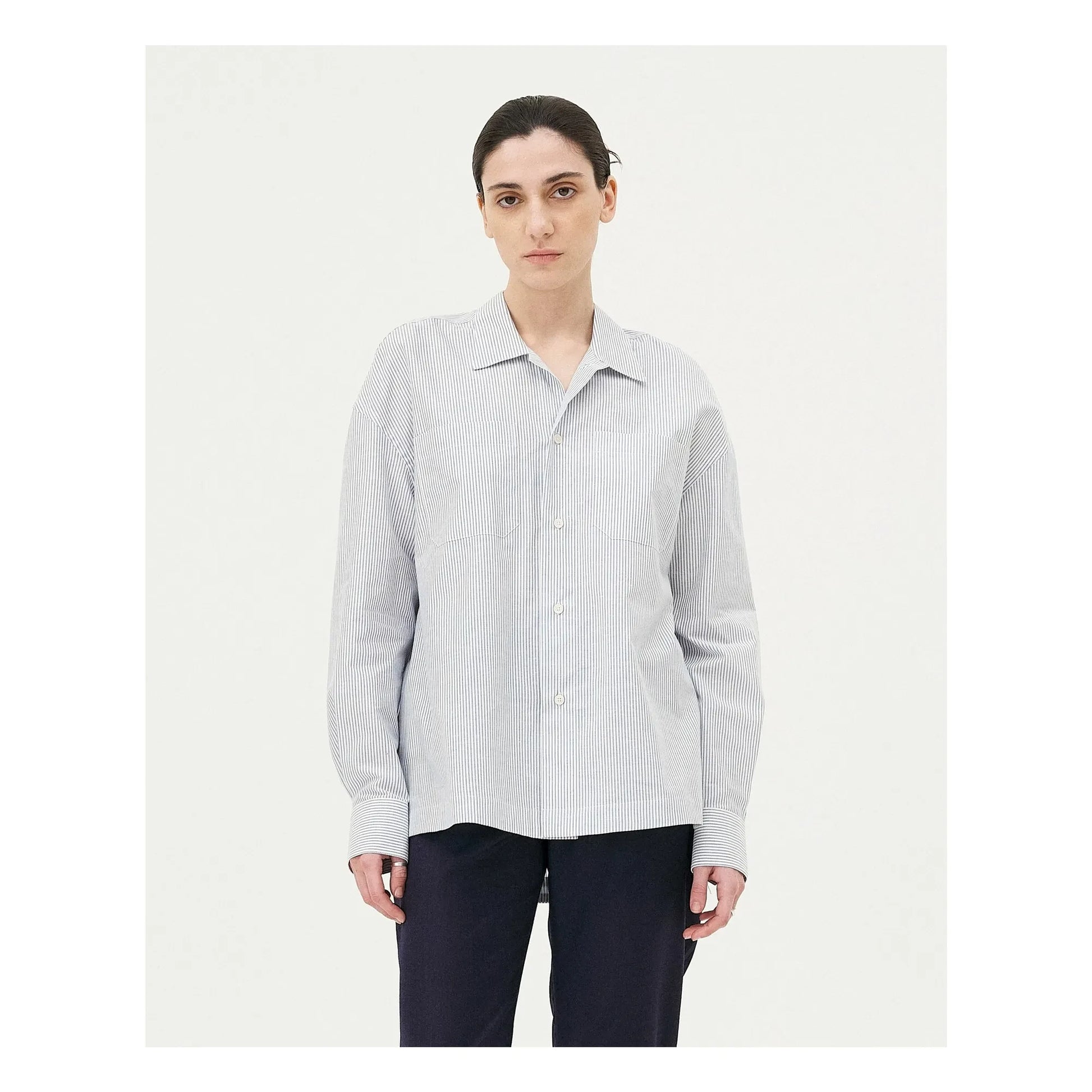Noyoco - Bora Striped Organic Cotton Shirt | Light Blue