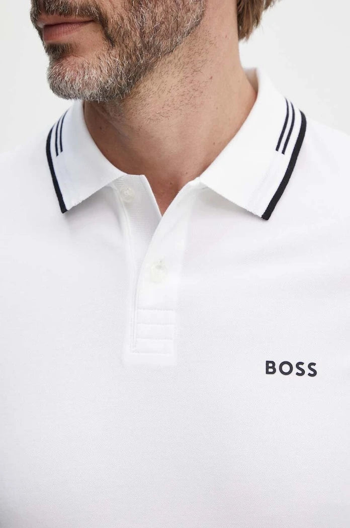 BOSS Green тениска с яка мъжка с памук Paul