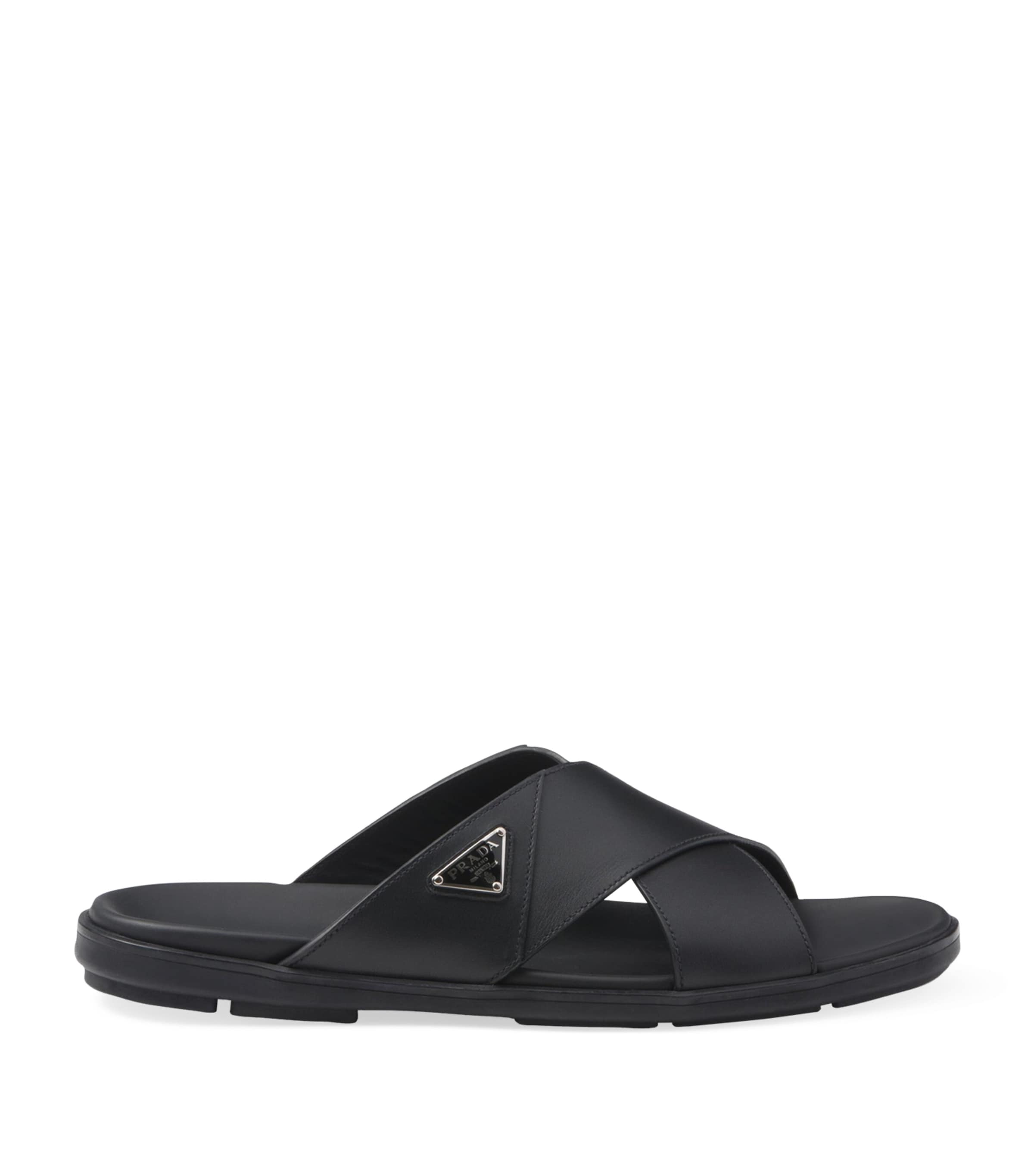 Prada Leather Crossover Sandals