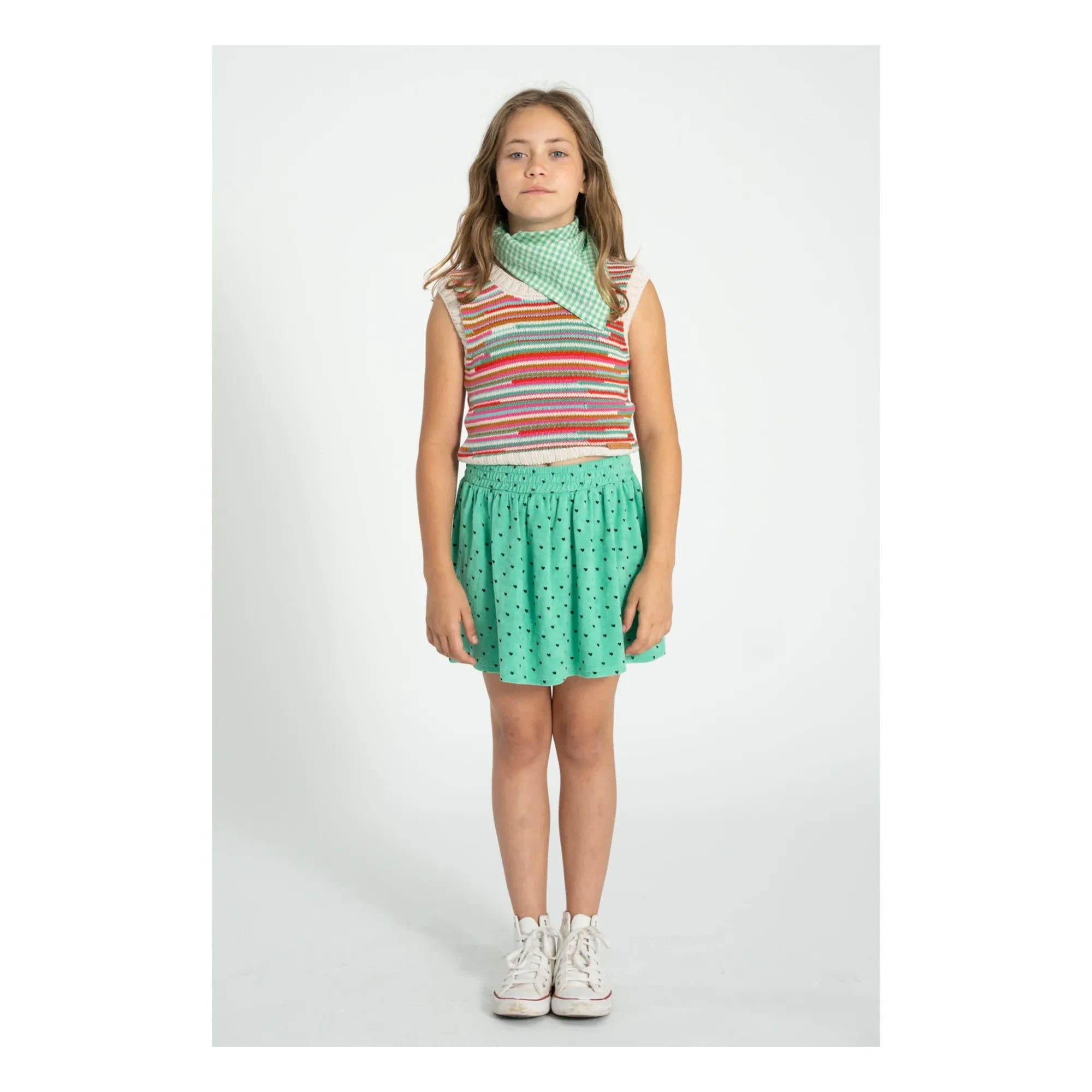 Piupiuchick - Organic Cotton Terry Hearts Skirt | Green