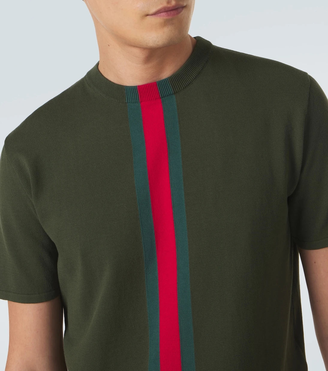 Gucci - Web Stripe knitted cotton T-shirt