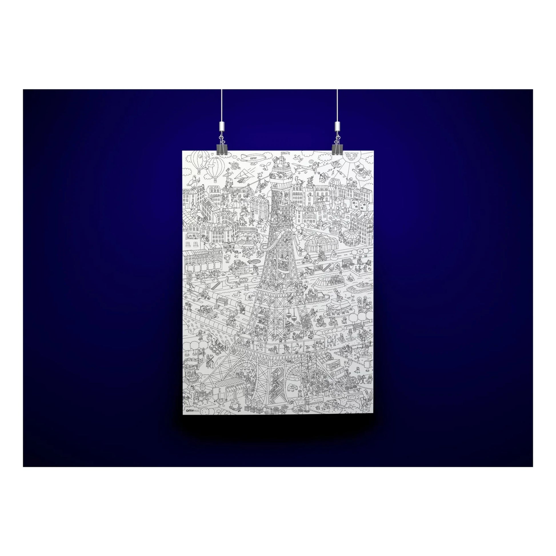 Omy - Giant Eiffel Tower Poster | Navy blue