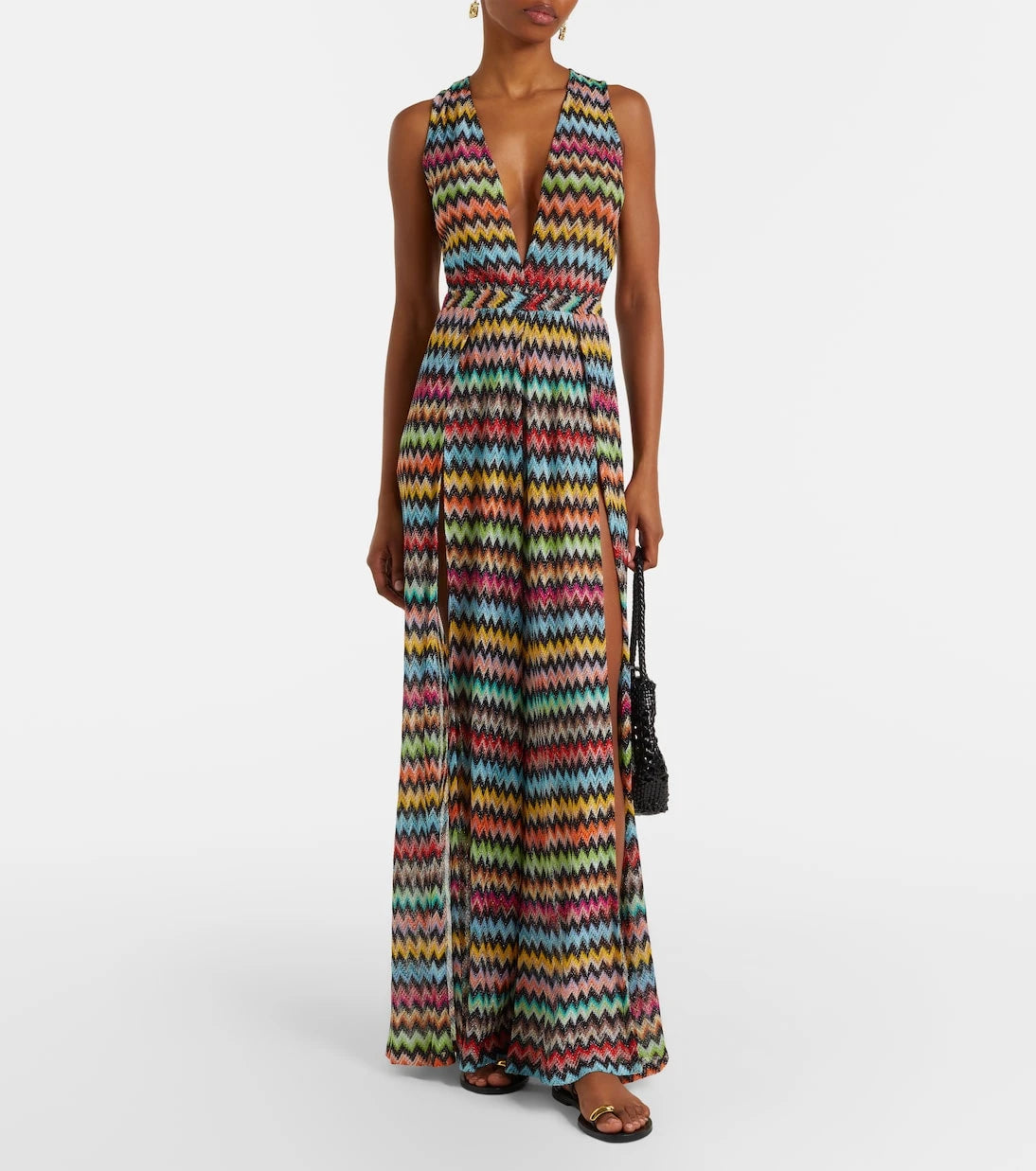 Missoni - جمبسوت لاميه مفتوح الظهر بنقشة متعرجة