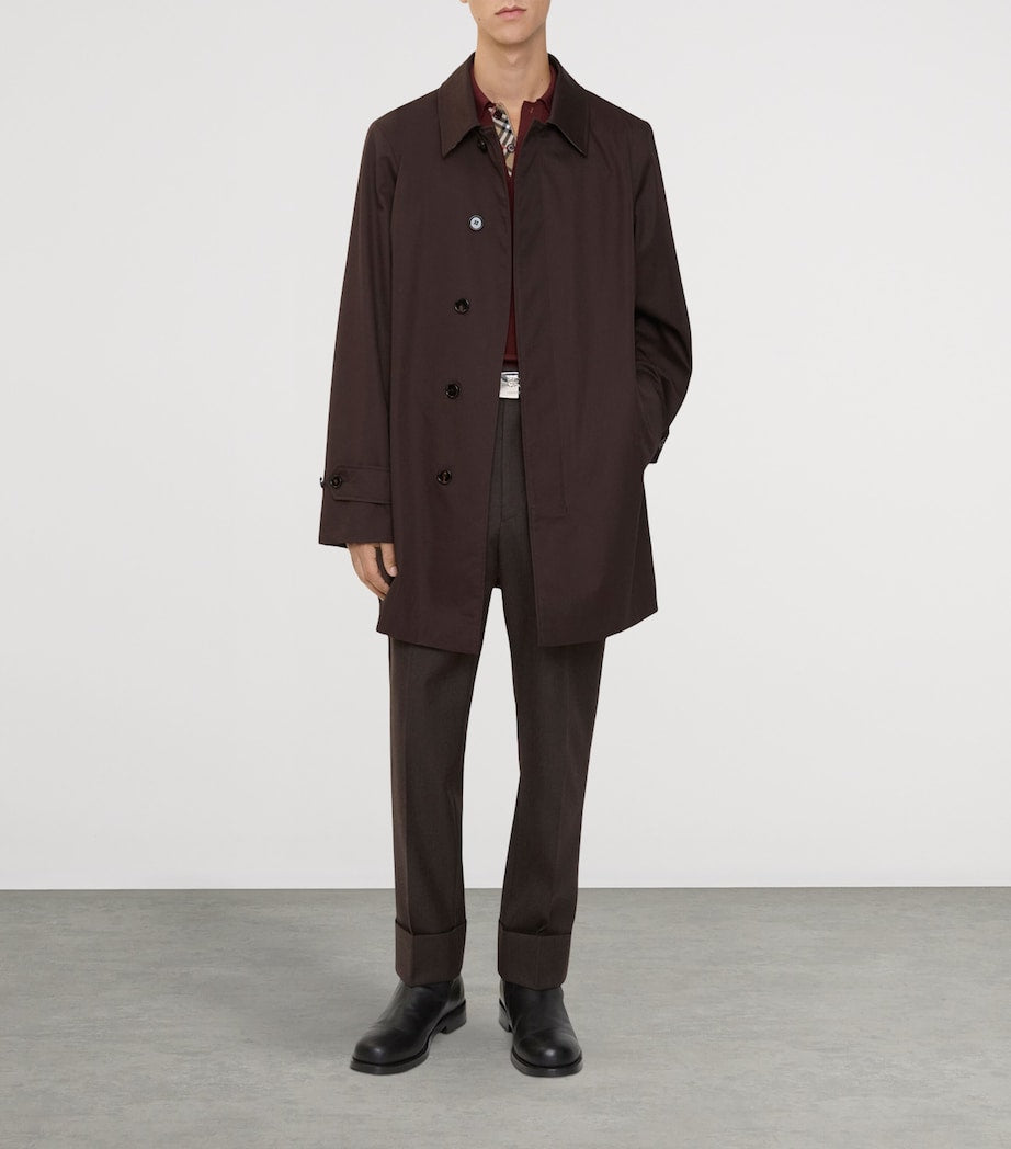 Brown Cotton Gabardine Short Car Coat