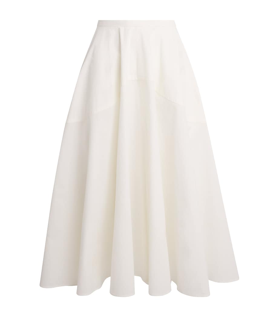 Ivory Organic Cotton Maxine Midi Skirt