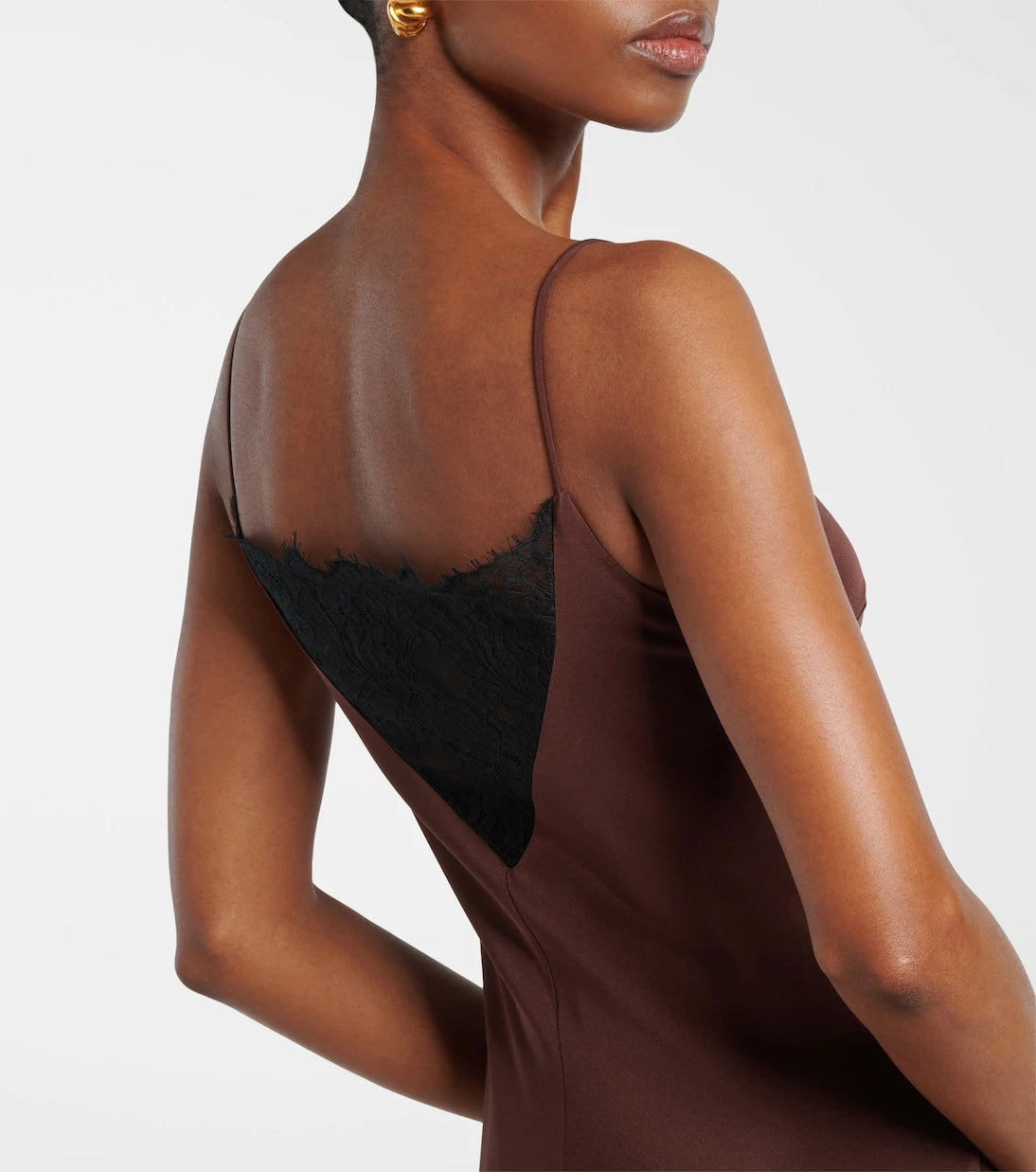 Roland Mouret - Lace-trimmed silk satin gown