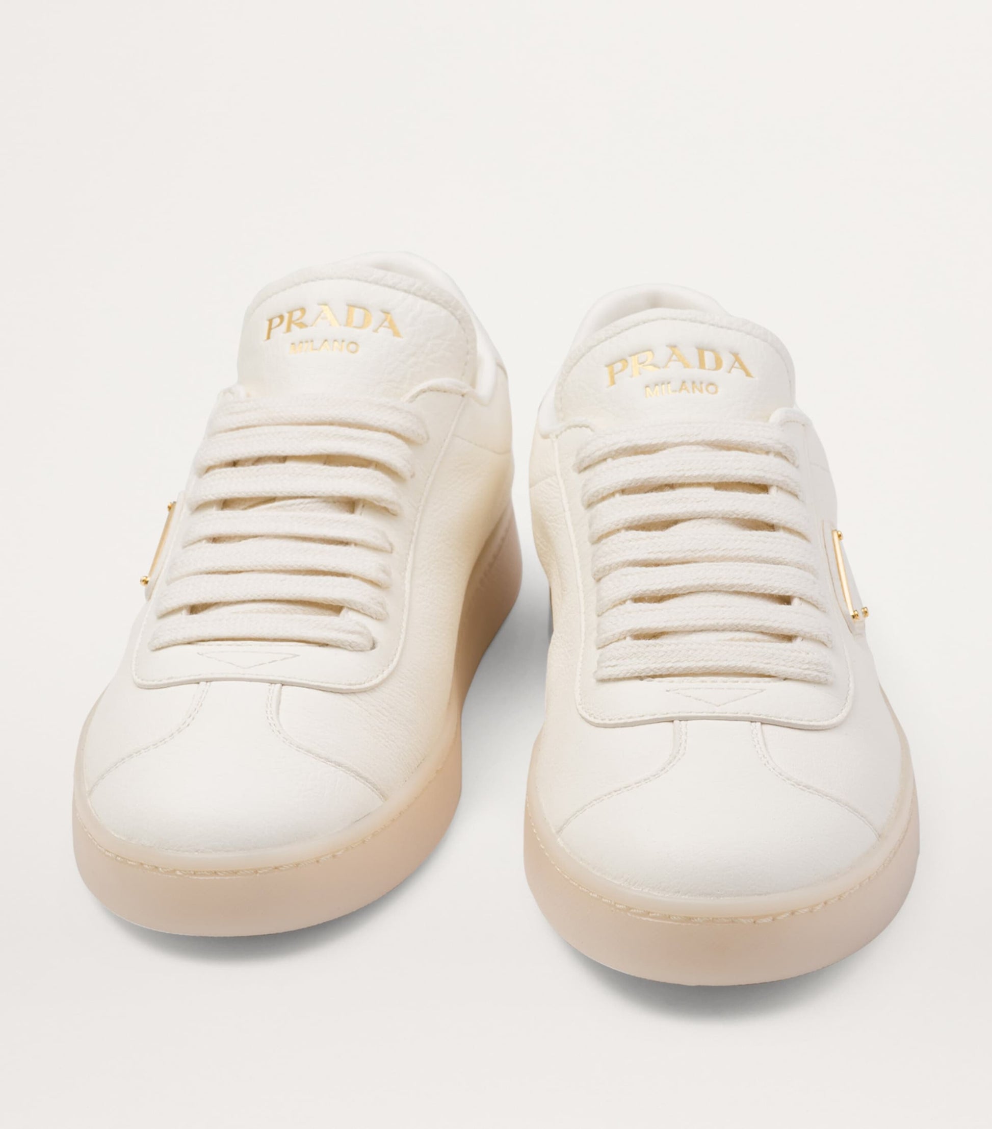 Prada Neutral Leather Sneakers