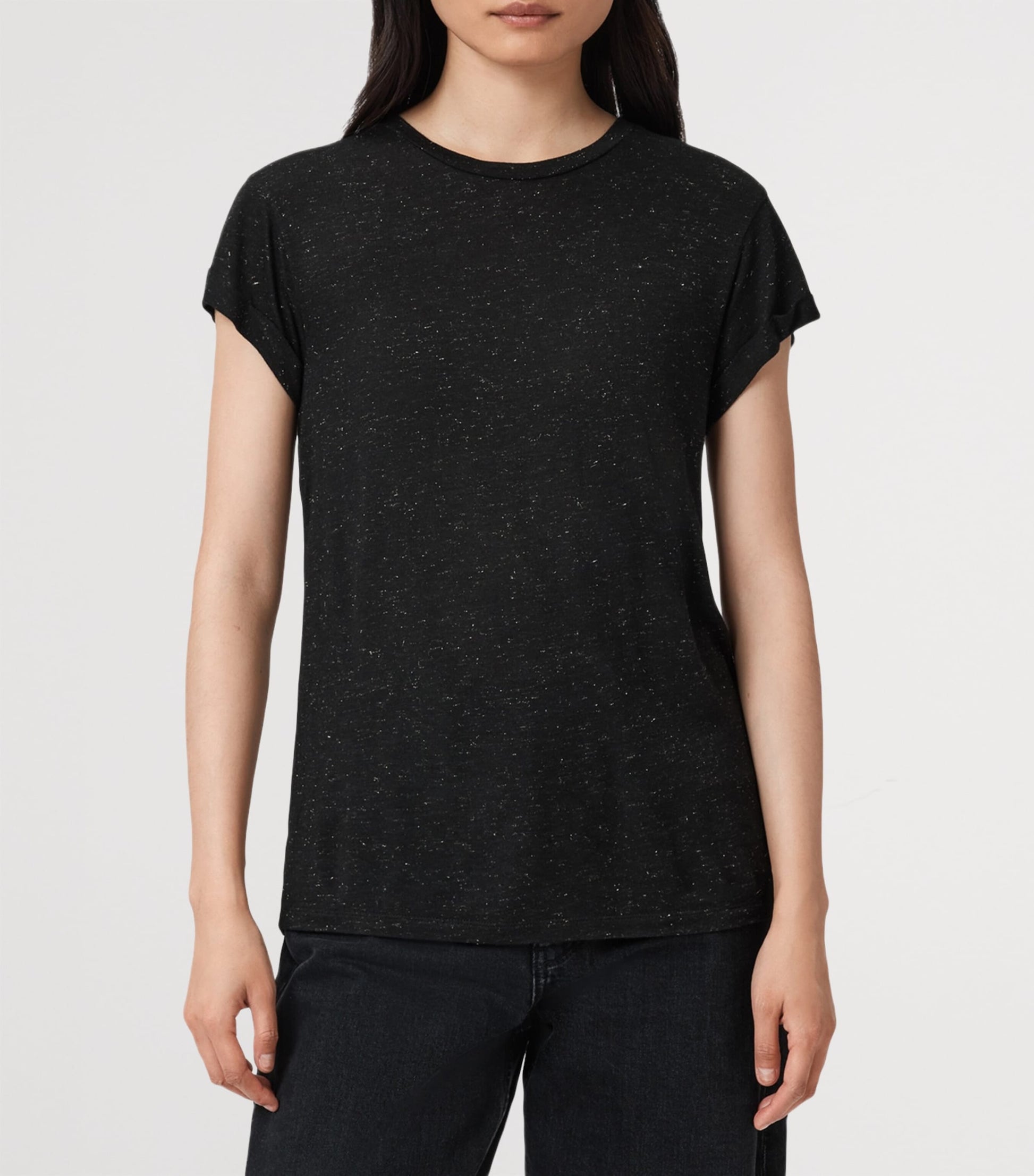 AllSaints Black Anna Shimmer T-Shirt