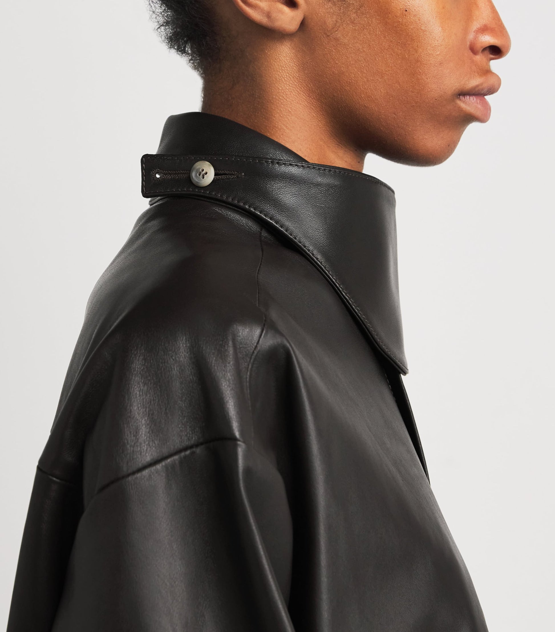 Leather Gaiter Shirt Jacket E04 ESPRESSO