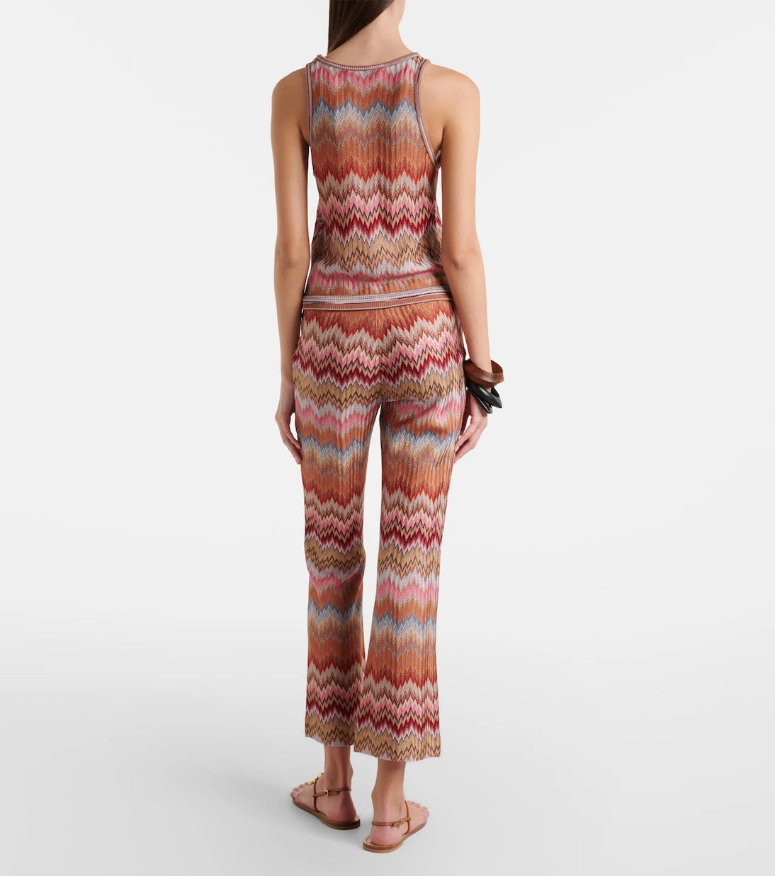 Missoni - بنطلون ضيق بقصة ساق قصيرة وخصر عالٍ بنقشة متعرجة