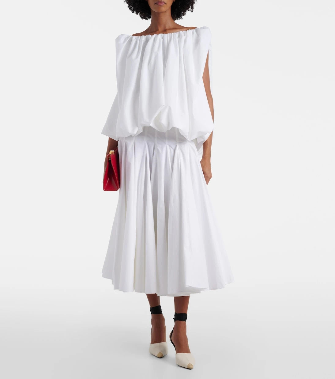 Jacquemus - Lavande gathered off-shoulder cotton-blend top