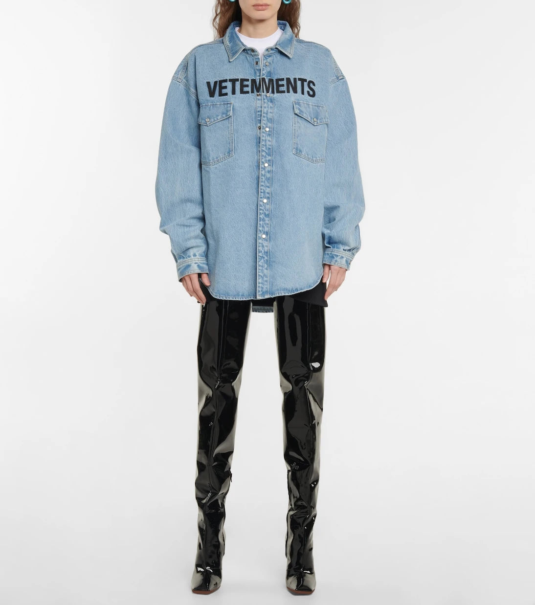 Vetements - Boomerang leather over-the-knee boots