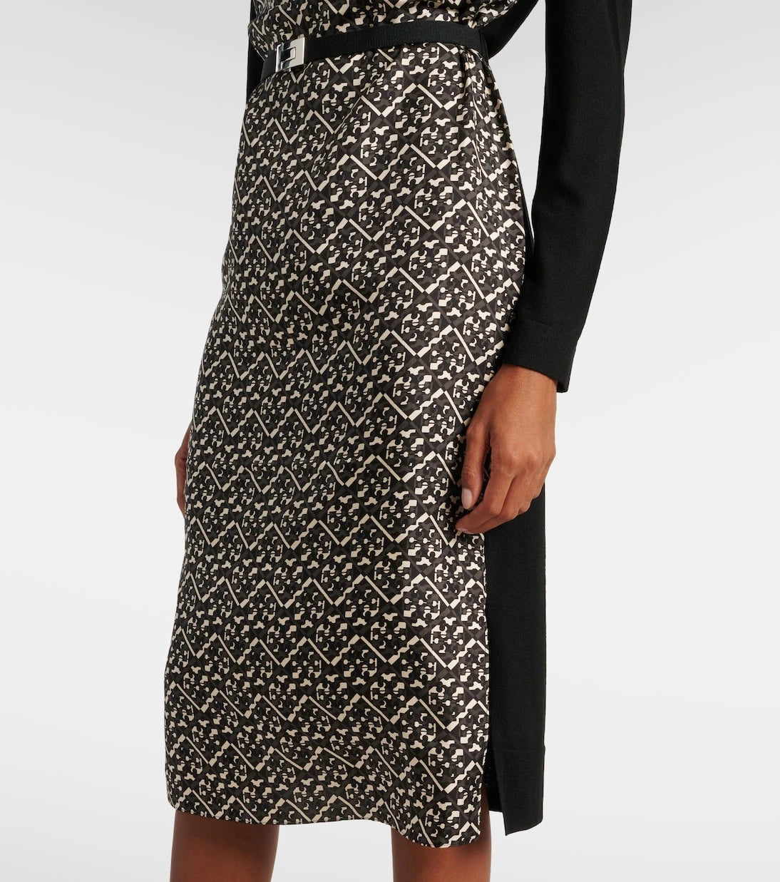 Tory Burch - Belted silk-trimmed wool midi dress