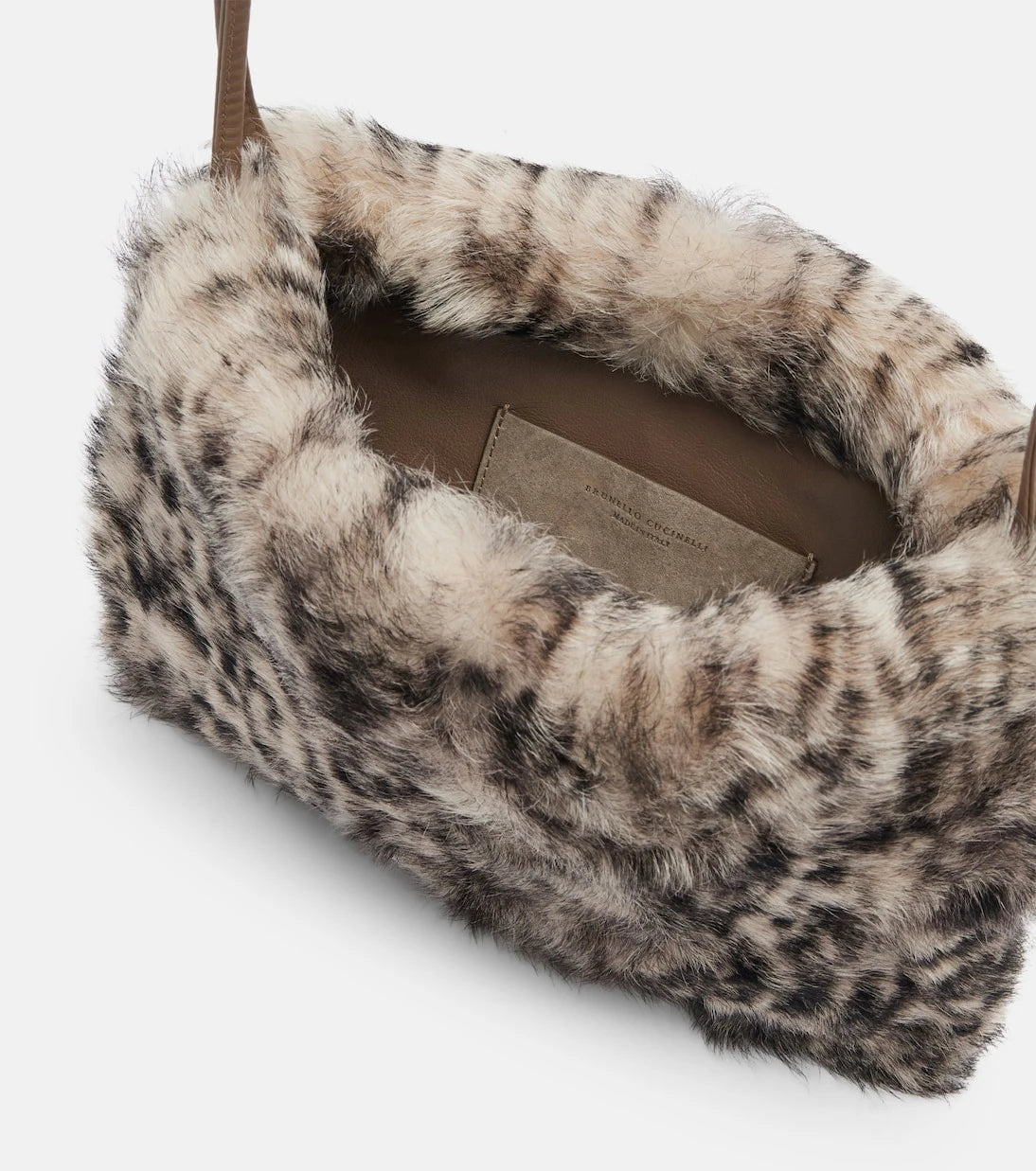 Brunello Cucinelli - Mellow Small lynx-print shearling shoulder bag