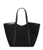 Large Canvas-Leather Embossed Tote Bag BLACK