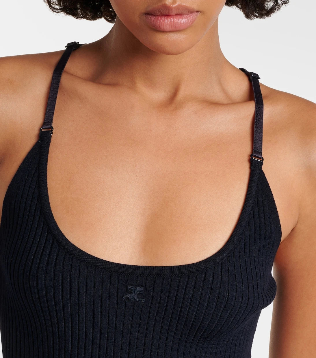 Courrèges - Logo ribbed-knit tank top