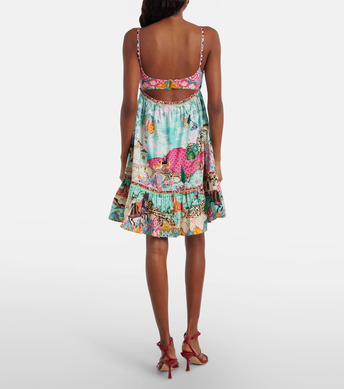 Camilla - Gathered printed cotton minidress