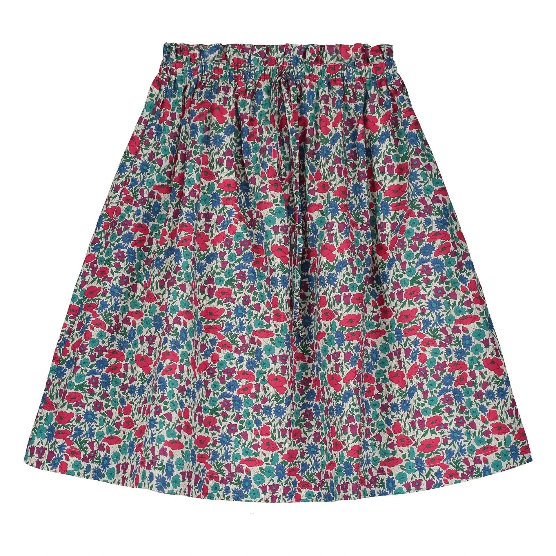 Tangerine - Floral Elasticated Waist Midi Skirt | Raspberry Red