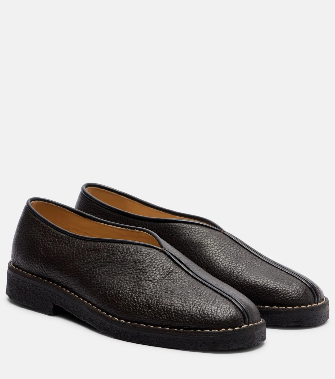 Lemaire - Piped leather slip-on shoes
