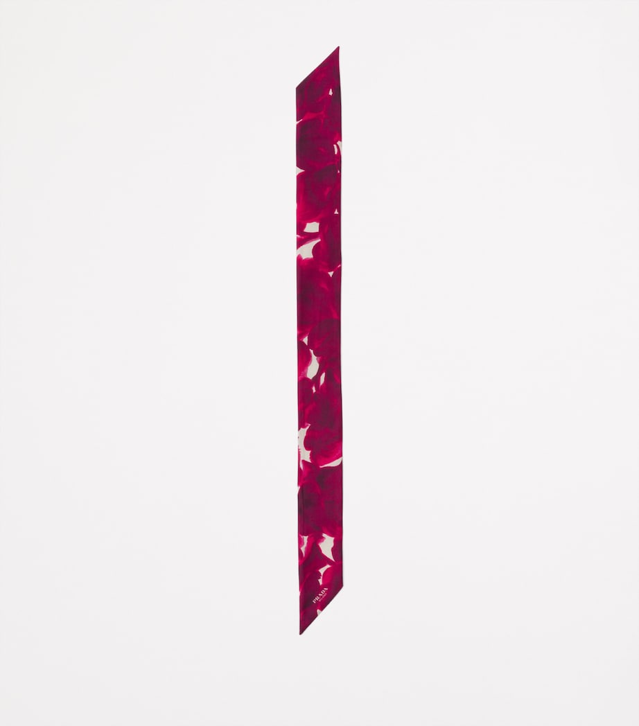 Purple Silk Printed Shantung Skinny Scarf