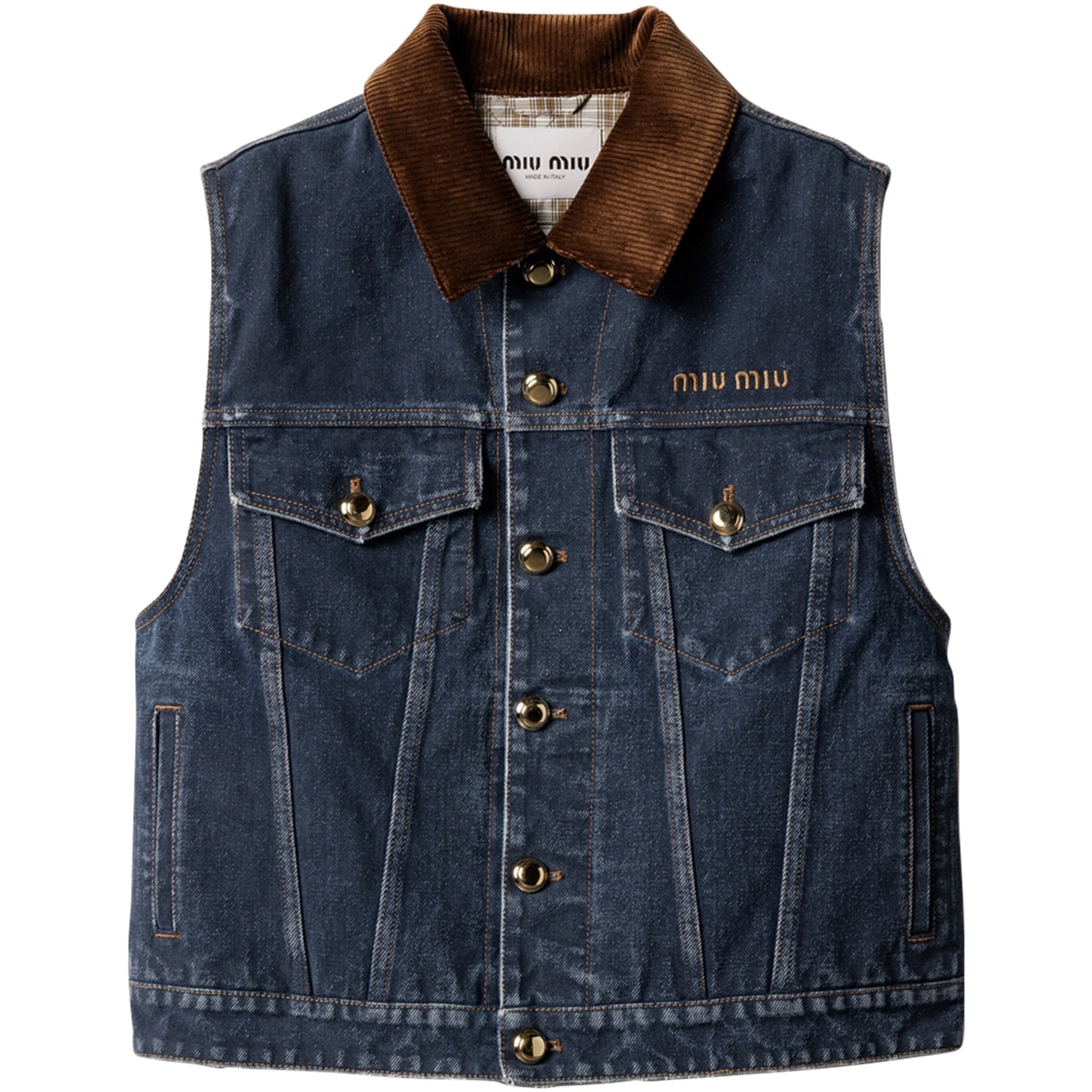 Miu Miu Blue Denim Logo Vest