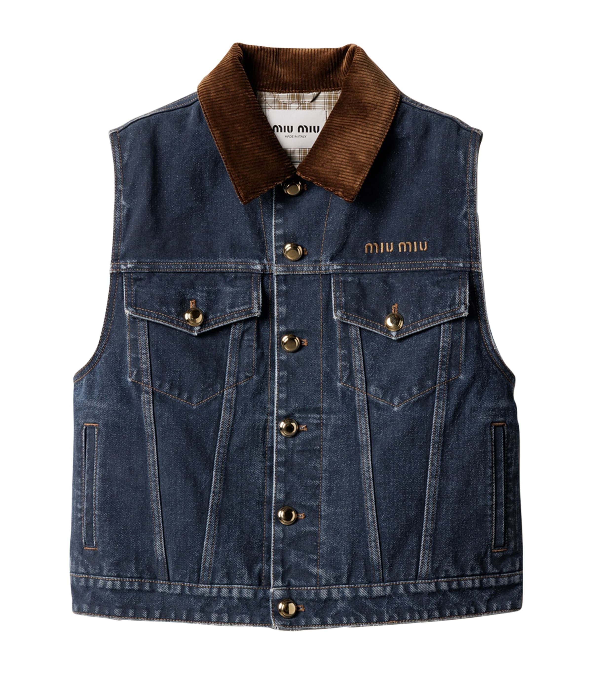 Miu Miu Blue Denim Logo Vest