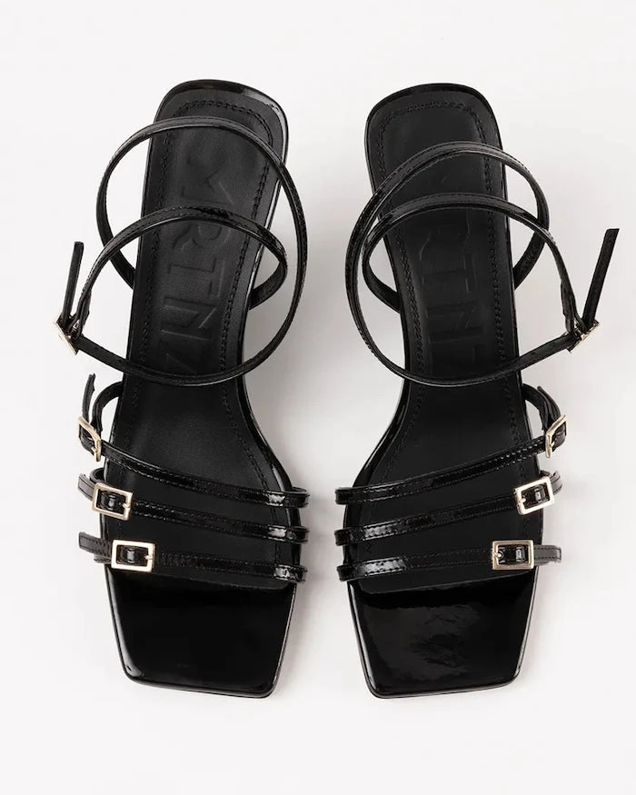 Souliers Martinez deri eğimli platformlu sandaletler EDEN