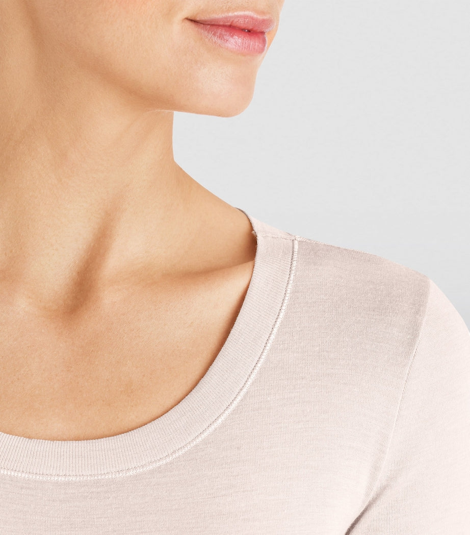 Hanro Ivory Silk-Cashmere Long-Sleeve T-Shirt