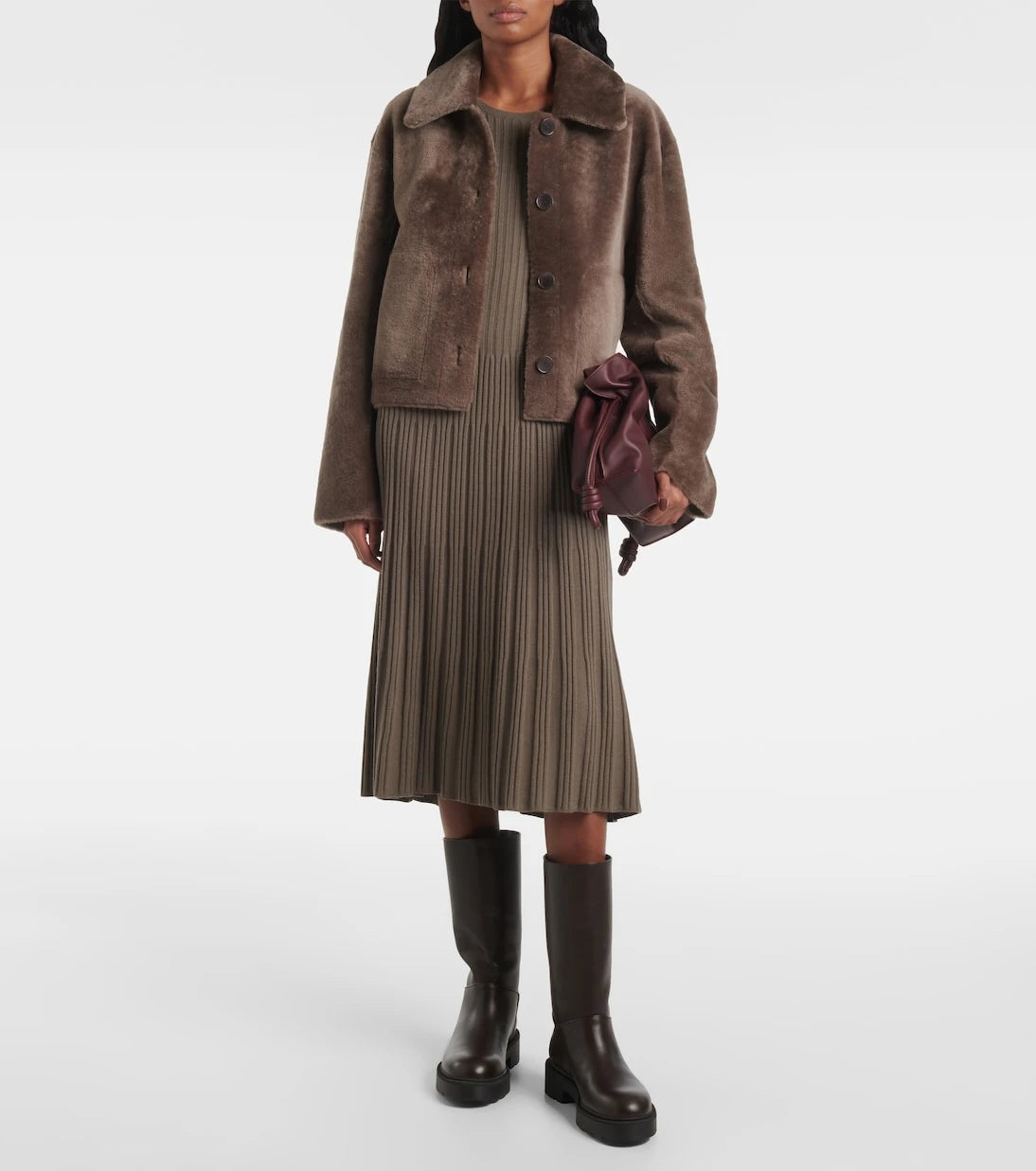 Joseph - Ribbed-knit pleated wool midi dress