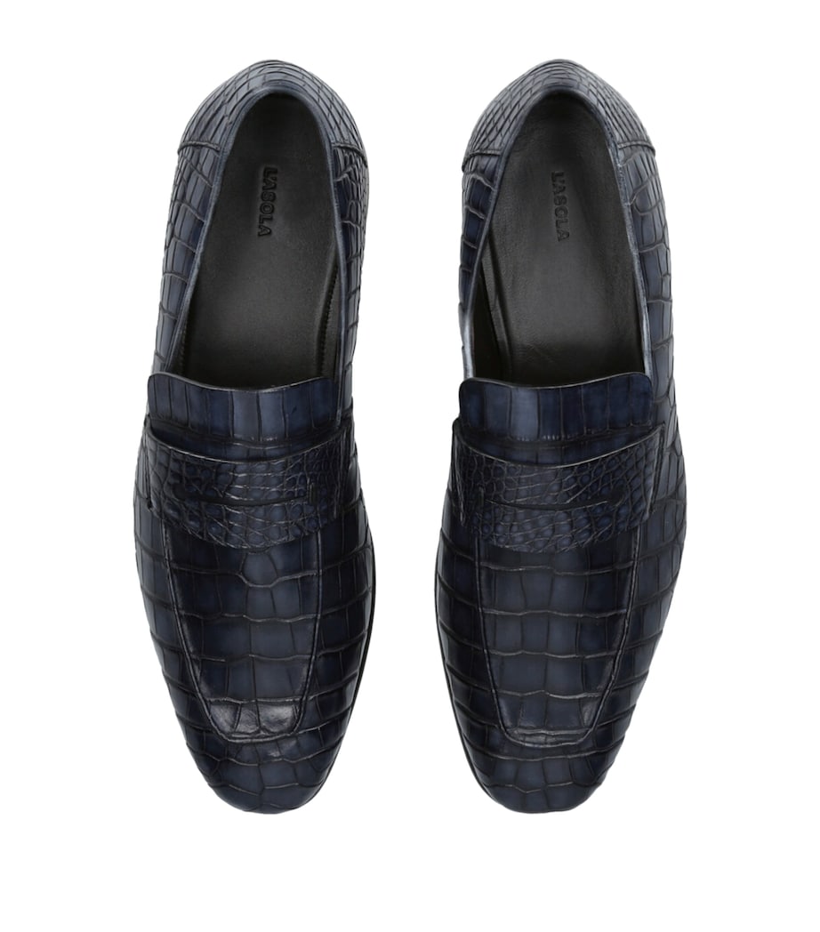 Crocodile Skin Penny Loafers
