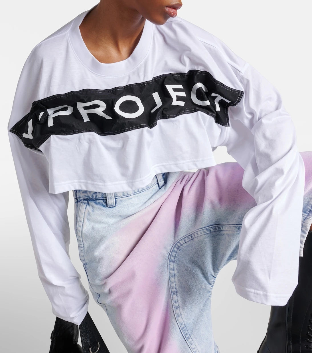 Y/Project - Logo cotton jersey crop top
