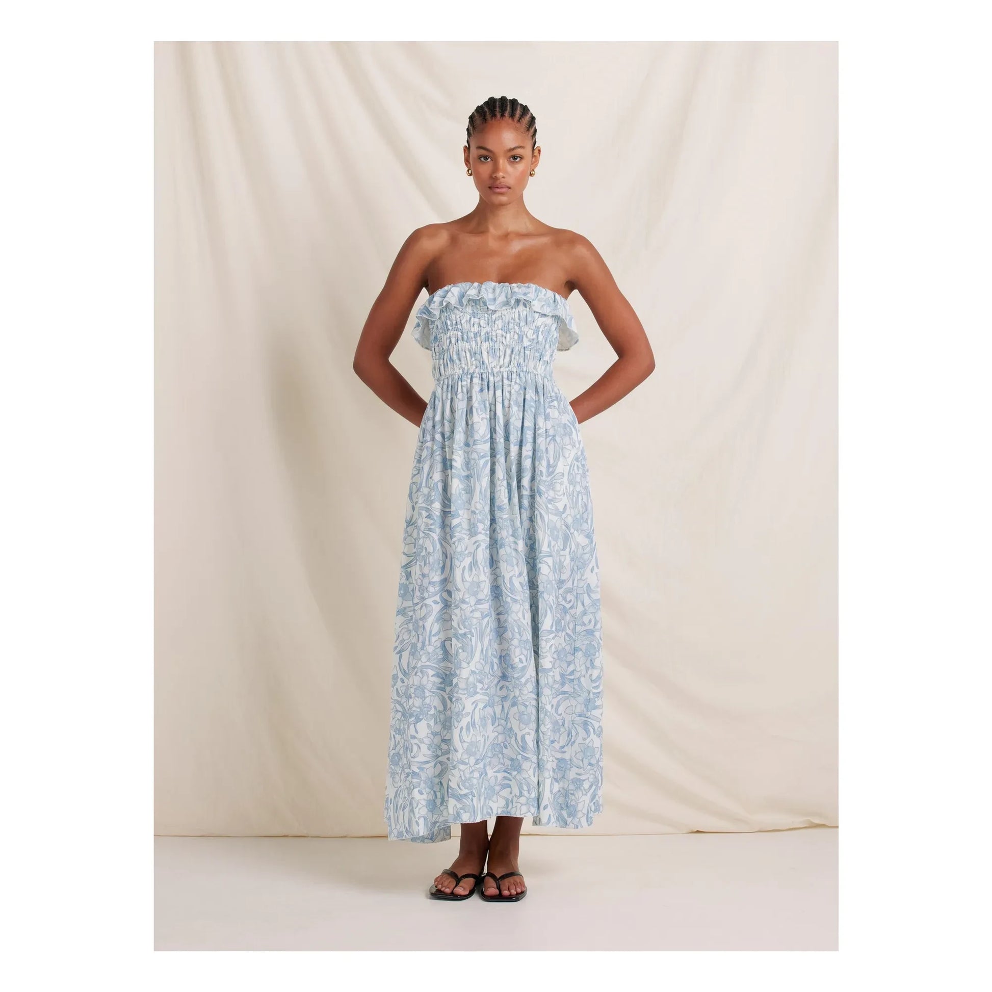 Peony - Daffodil Linen Dress | Blue