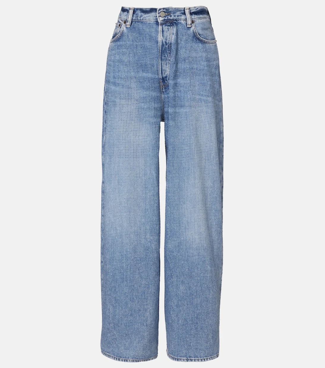 Acne Studios - جينز واسع الساق منخفض الخصر مزين بالكريستال