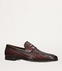 Leather Aston Weave Penny Loafers