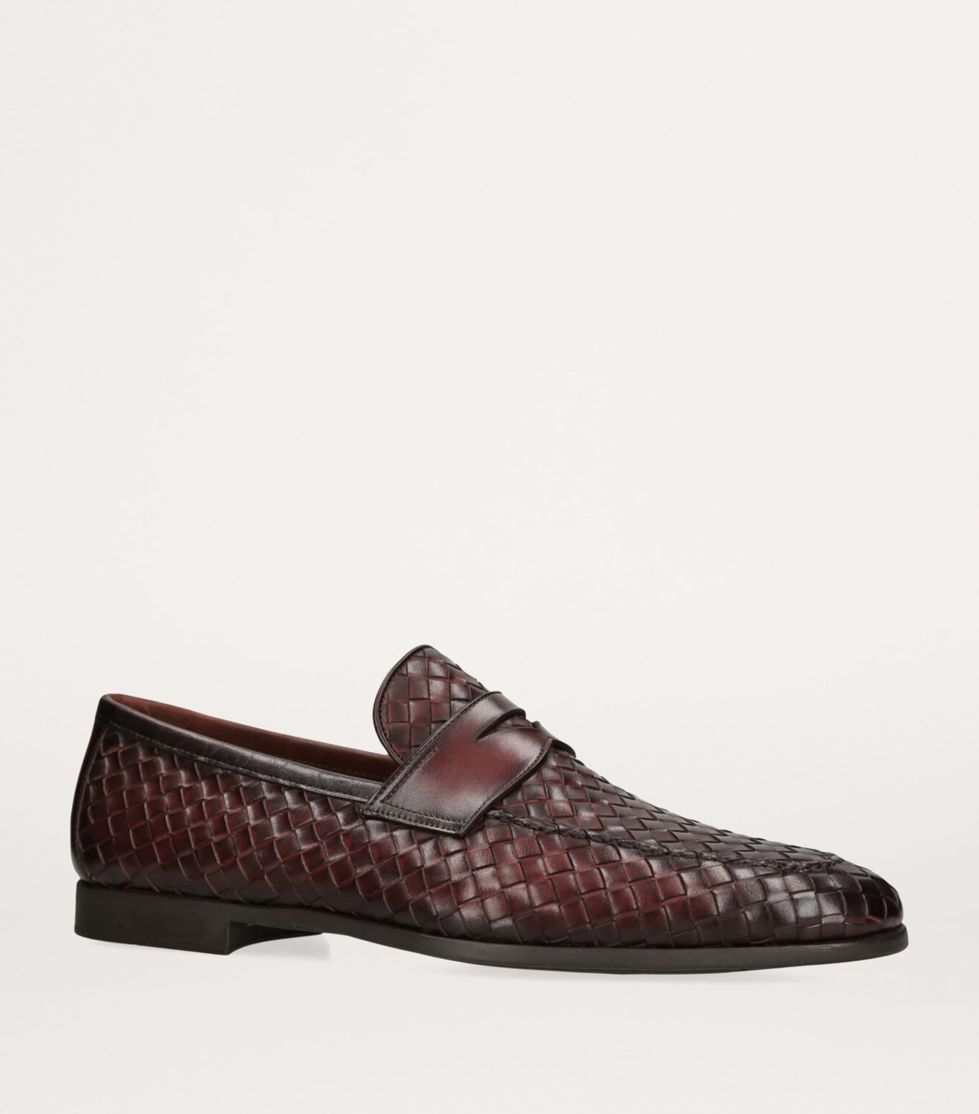 Leather Aston Weave Penny Loafers