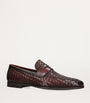 Leather Aston Weave Penny Loafers