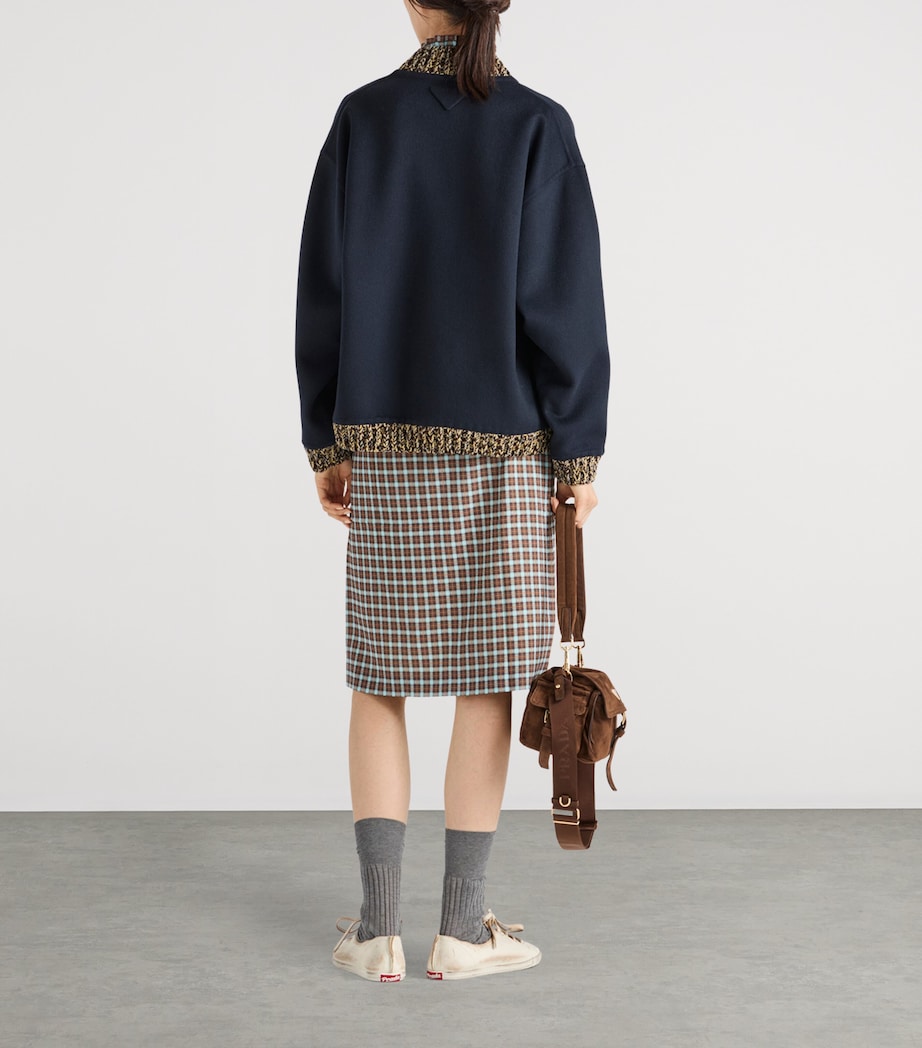 Prada Blue Wool-Cashmere Bomber Jacket