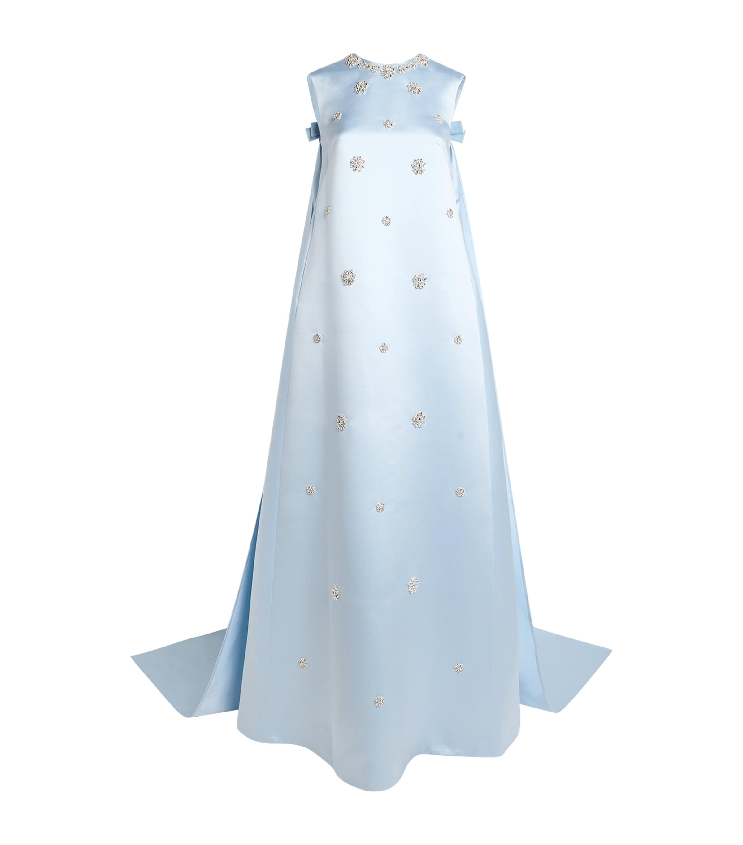 Huishan Zhang Blue Satin Embellished Amoret Gown