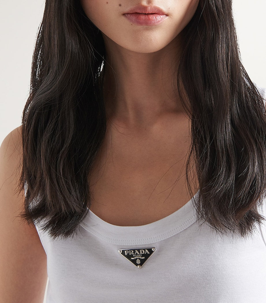 White Cotton Triangle Crop Top